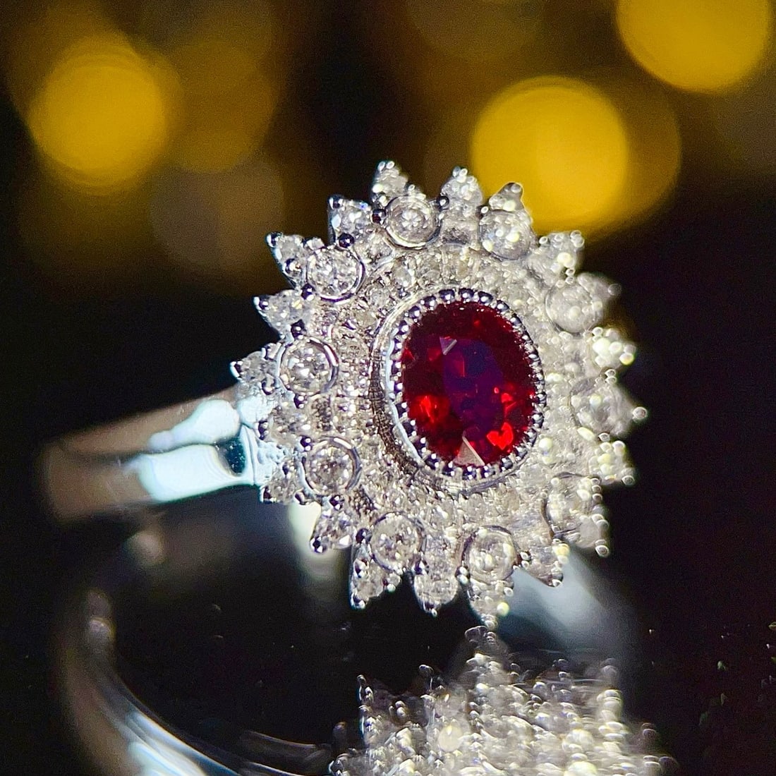14k Gold 0.93 Ctw Natural Ruby & Diamond Ring - 5