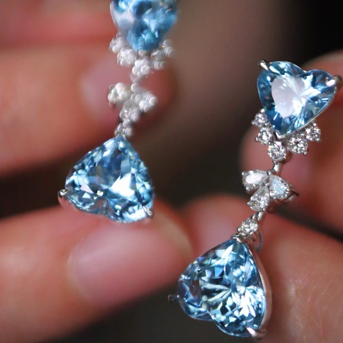 14k Gold 5.78 Ctw Natural Aquamarine & Diamond Earrings - 3
