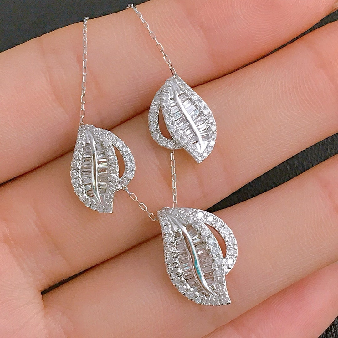14k Gold 1.06 Ctw Natural H Diamond Jewelry Set - 4