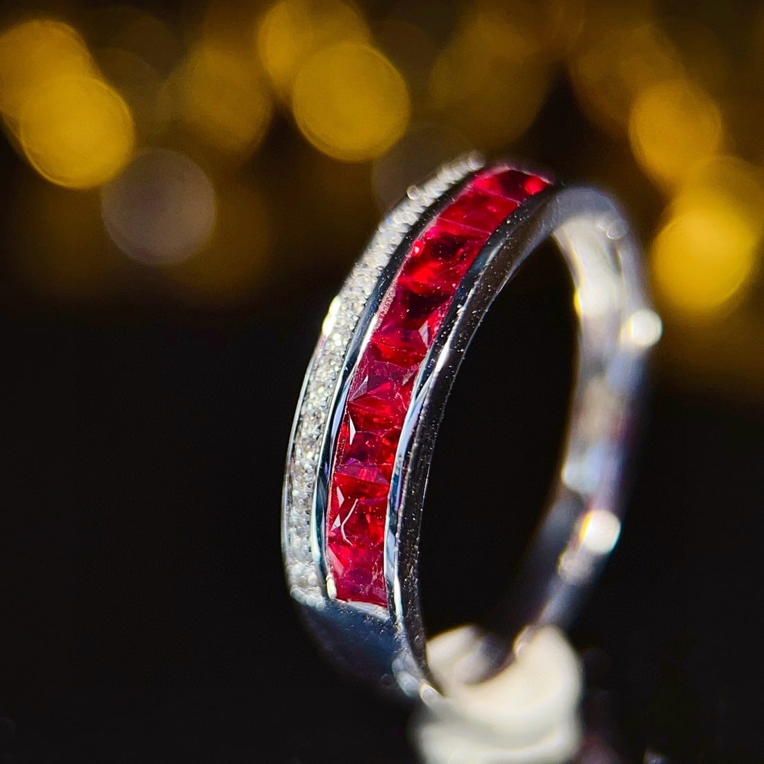 14k Gold 0.9 Ct Natural Ruby & Diamond Ring - 4