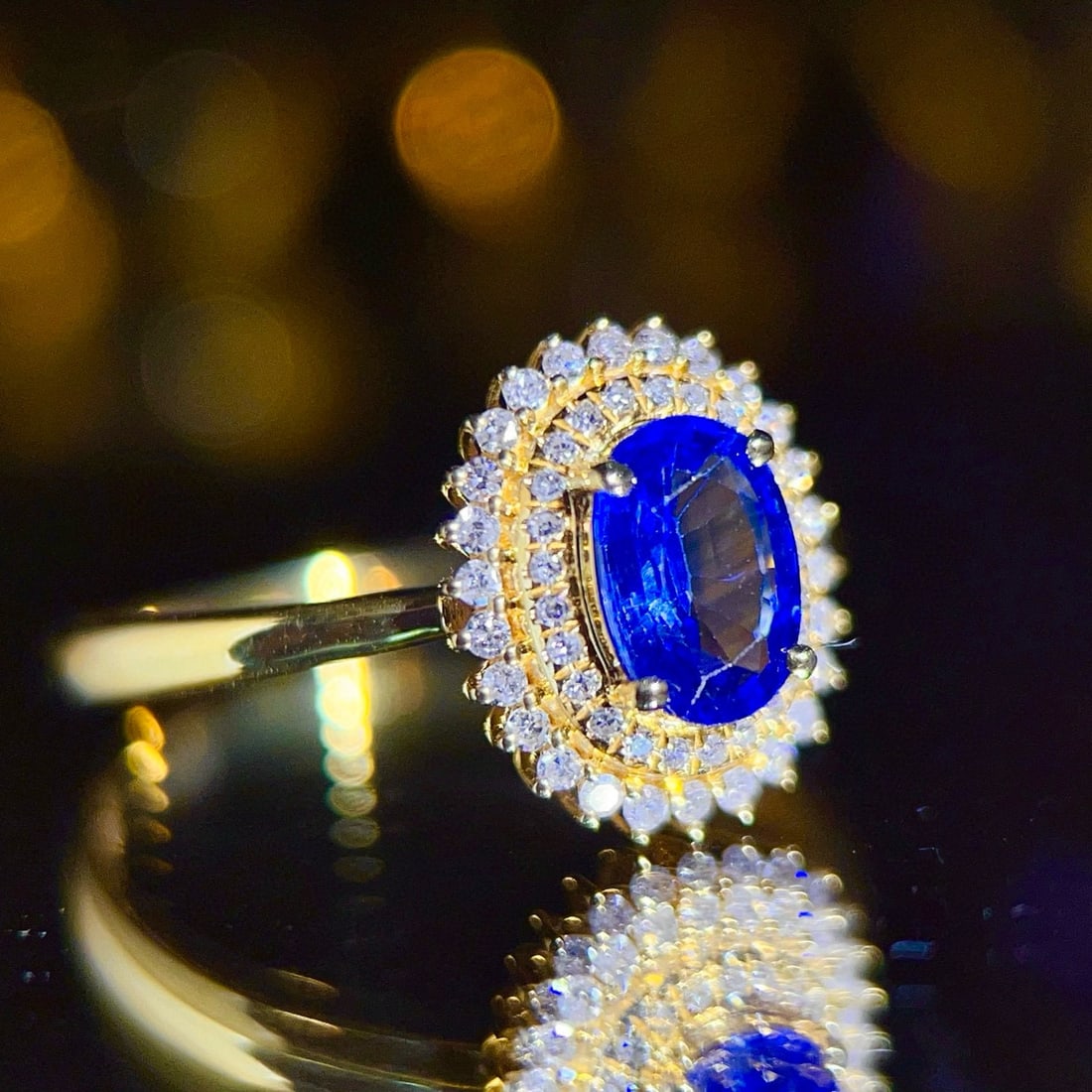 14k Gold 0.8 Ct Natural Sapphire & Diamond Ring - 5