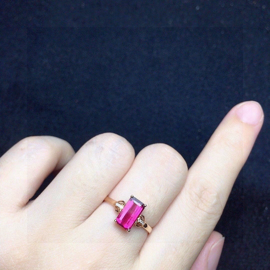 14k Gold 1.31 Ct Natural Tourmaline & Diamond Ring - 3