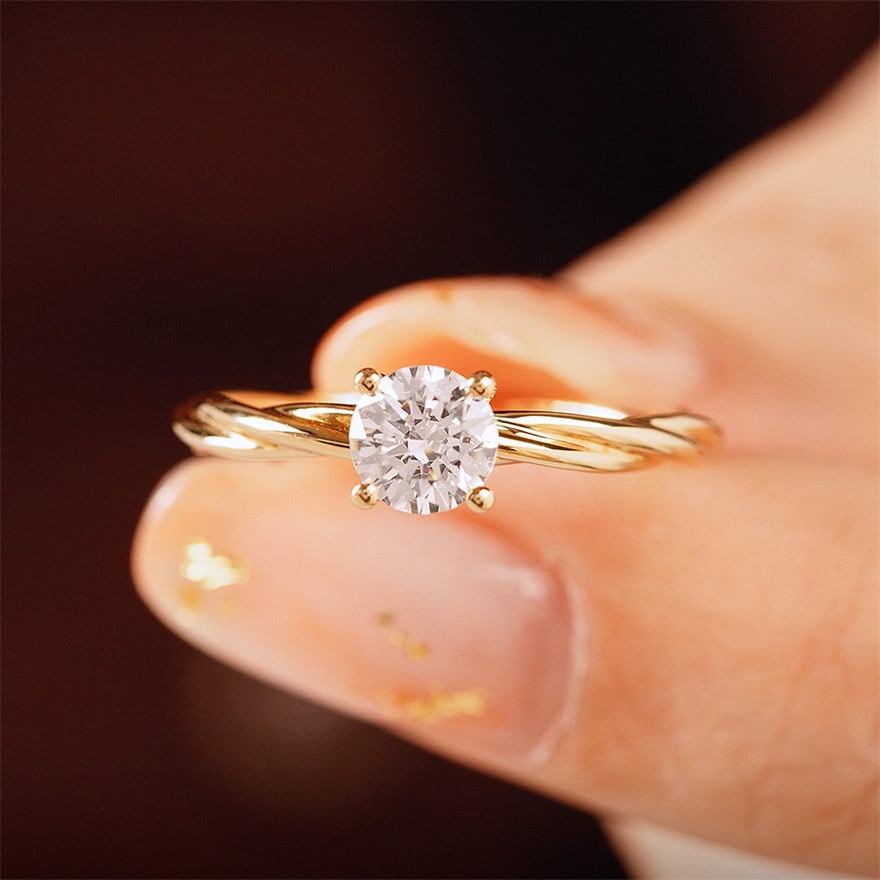 Gia Certified 14k Gold 0.50 Ct Natural D Vs1 3ex Round Diamond Ring - 2