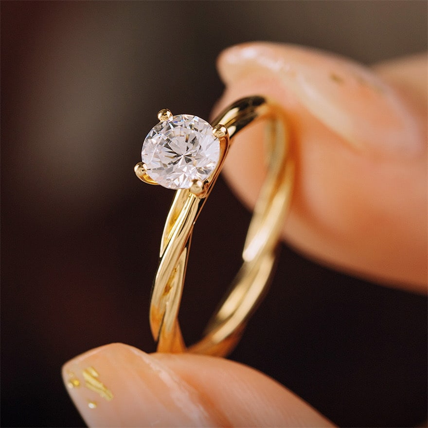 Gia Certified 14k Gold 0.50 Ct Natural D Vs1 3ex Round Diamond Ring - 4