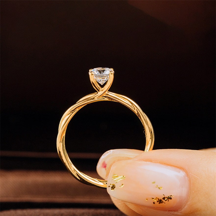 Gia Certified 14k Gold 0.50 Ct Natural D Vs1 3ex Round Diamond Ring - 7