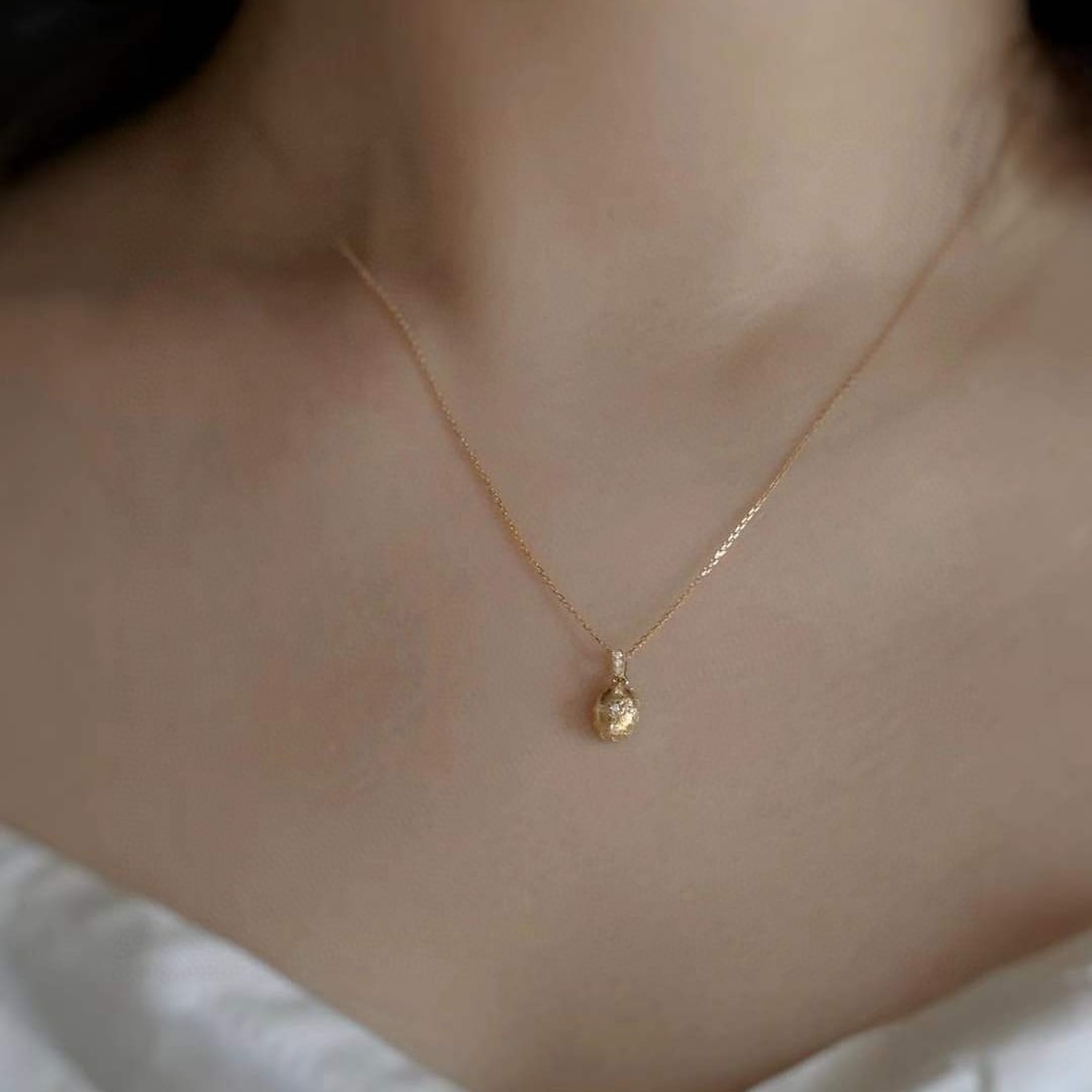14k Gold 0.5 Ct Natural Opal & Diamond Pendant( Without Chain ) - 5
