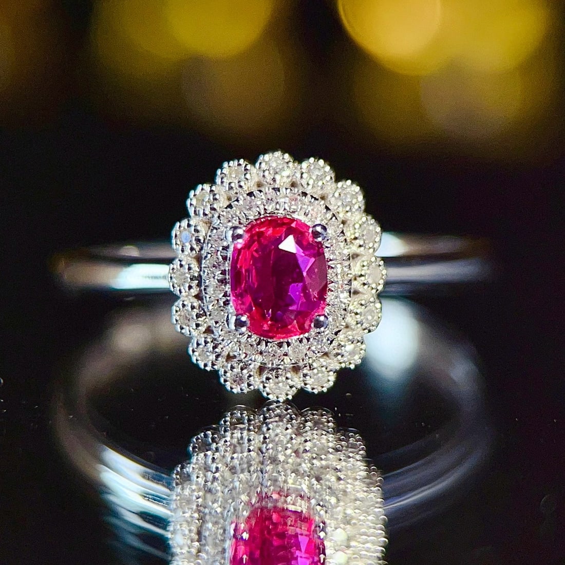 14k Gold 0.55 Ct Natural Ruby & Diamond Ring: Ref:231066430 // gold content:14k gold // ring size:7. 25us // // main gemstone:ruby // shape:oval // carat weight:0. 55ct // color:red // treatment:natural // // adjacent gemstone 2 : diamond // numb