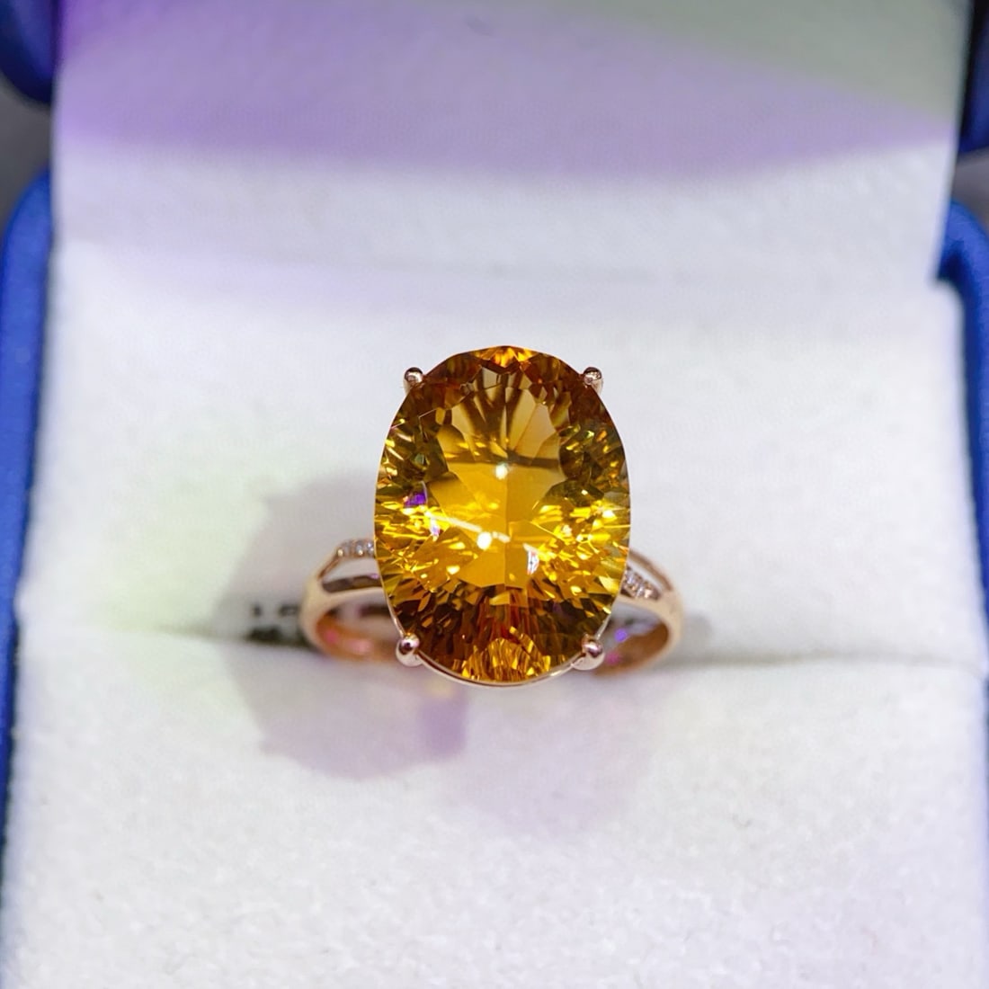 14k Gold 8.38 Ctw Natural Citrine & Diamond Ring - 5