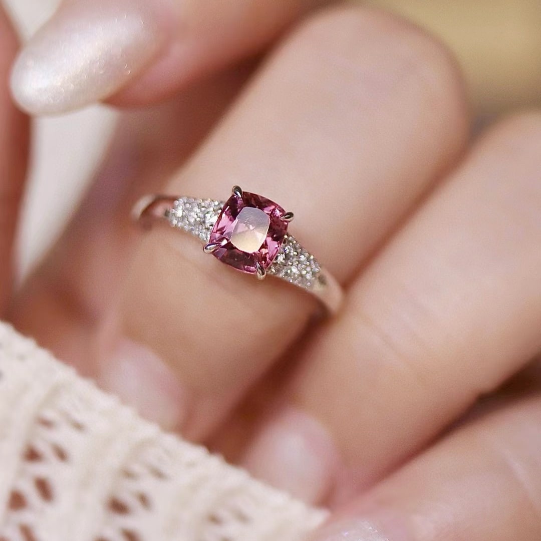 14k Gold 1.28 Ctw Natural Spinel & Lab Grown Diamond Ring - 2