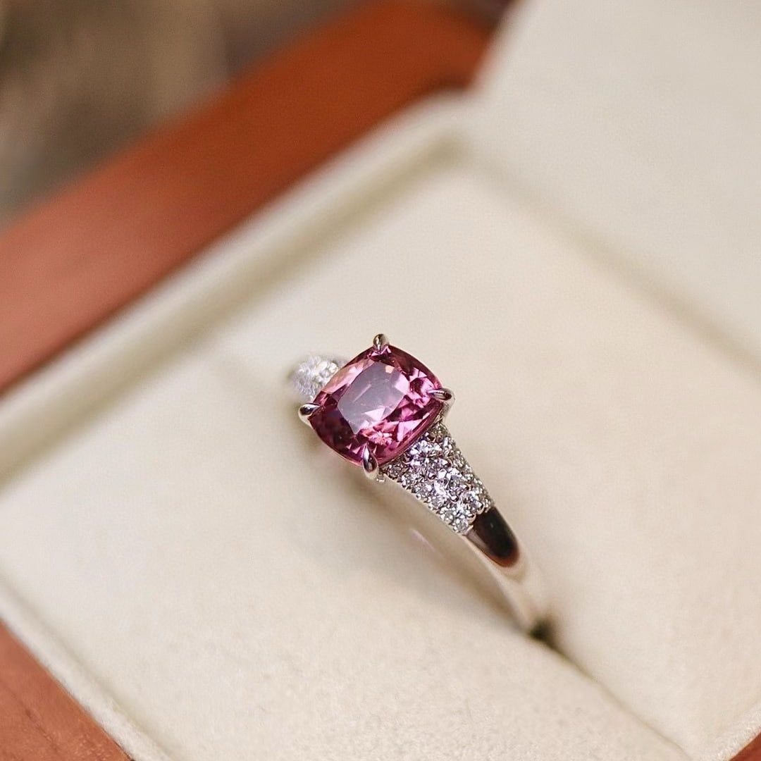 14k Gold 1.28 Ctw Natural Spinel & Lab Grown Diamond Ring - 3
