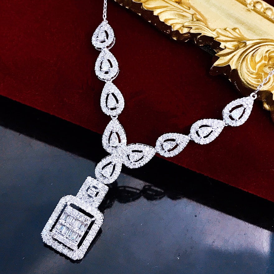14k Gold 1.15 Ct Natural H Diamond Necklace - 6