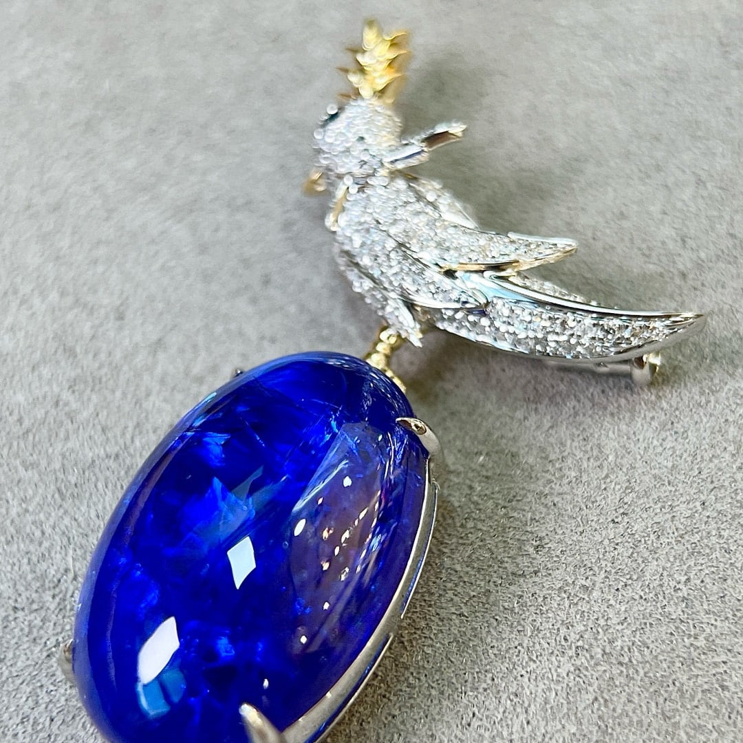 14k Gold 17.89 Ctw Natural Tanzanite & Diamond Brooch/pendant( Without Chain ) - 5
