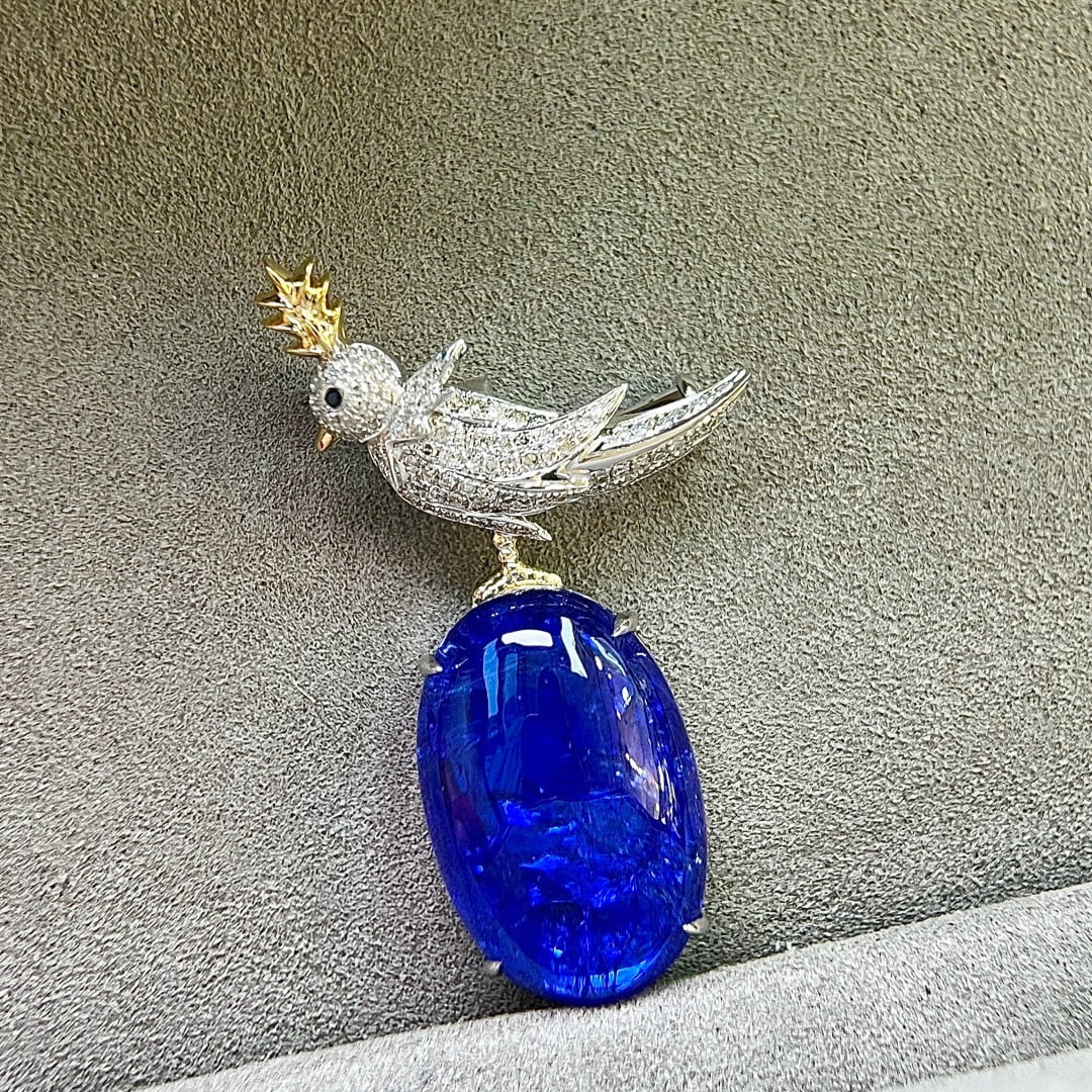 14k Gold 17.89 Ctw Natural Tanzanite & Diamond Brooch/pendant( Without Chain ) - 7