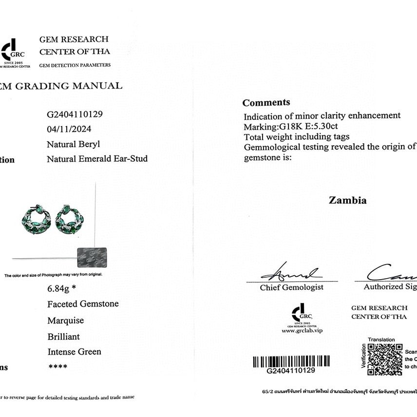 14k Gold 5.65 Ctw Natural Emerald & Diamond Earrings - 7