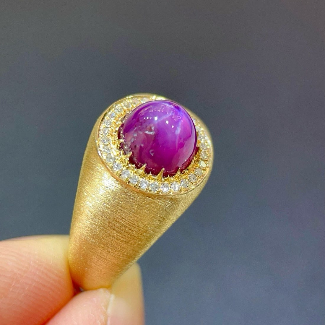 14k Gold 3.28 Ctw Natural Star Sapphire & Diamond Ring - 2