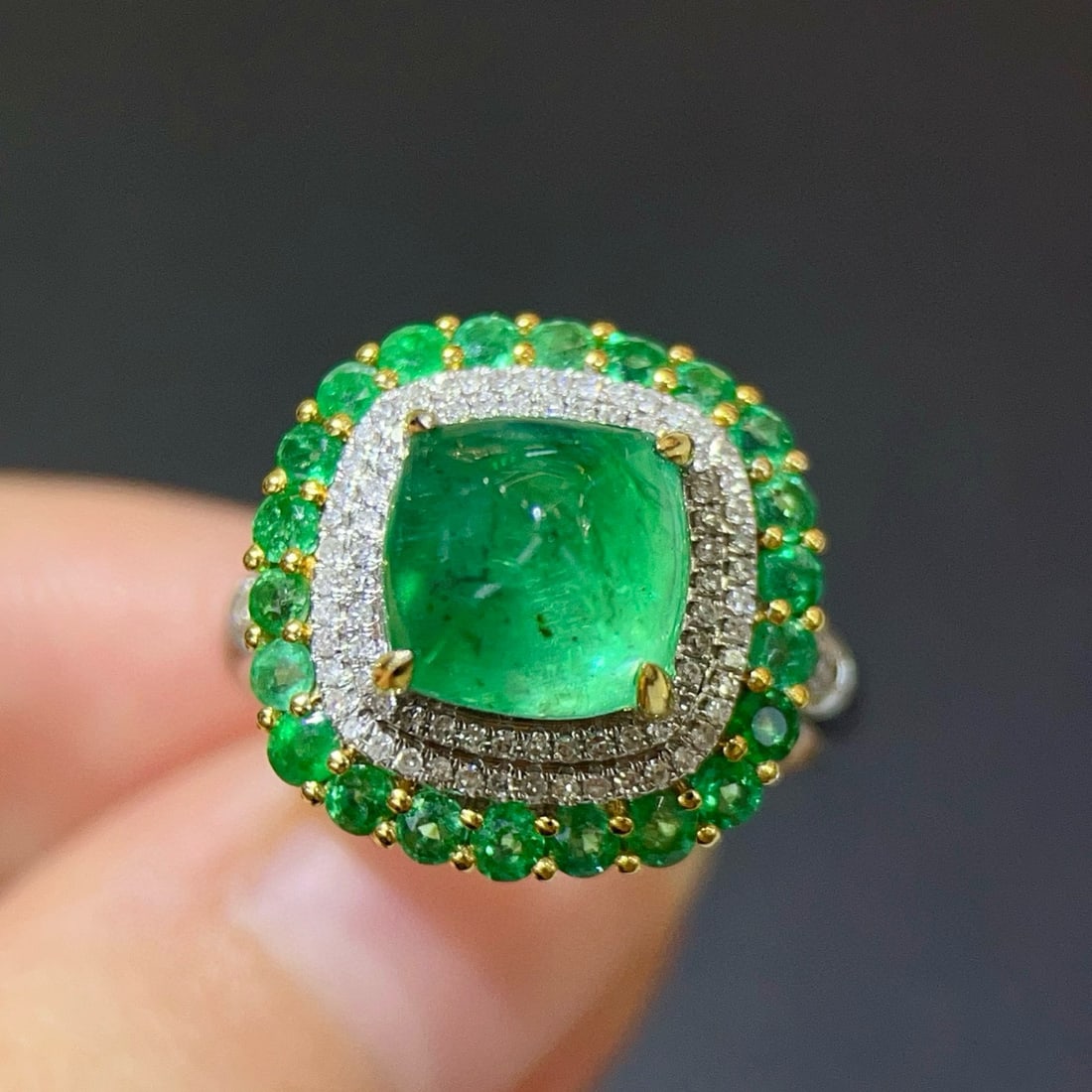 14k Gold 3.28 Ctw Natural Emerald & Diamond Ring - 4