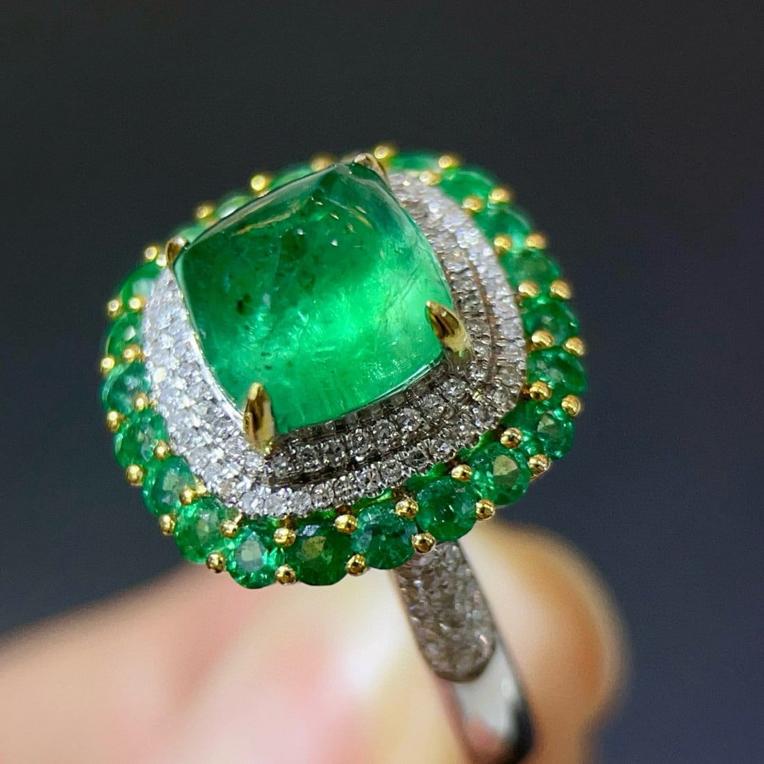 14k Gold 3.28 Ctw Natural Emerald & Diamond Ring - 6