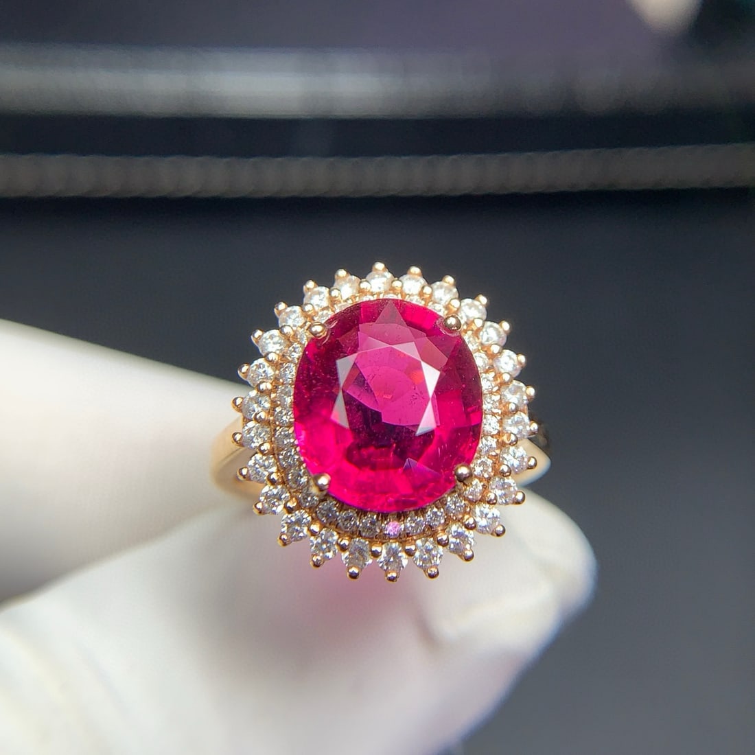 14k Gold 4.4 Ct Natural Tourmaline & Diamond Ring - 4