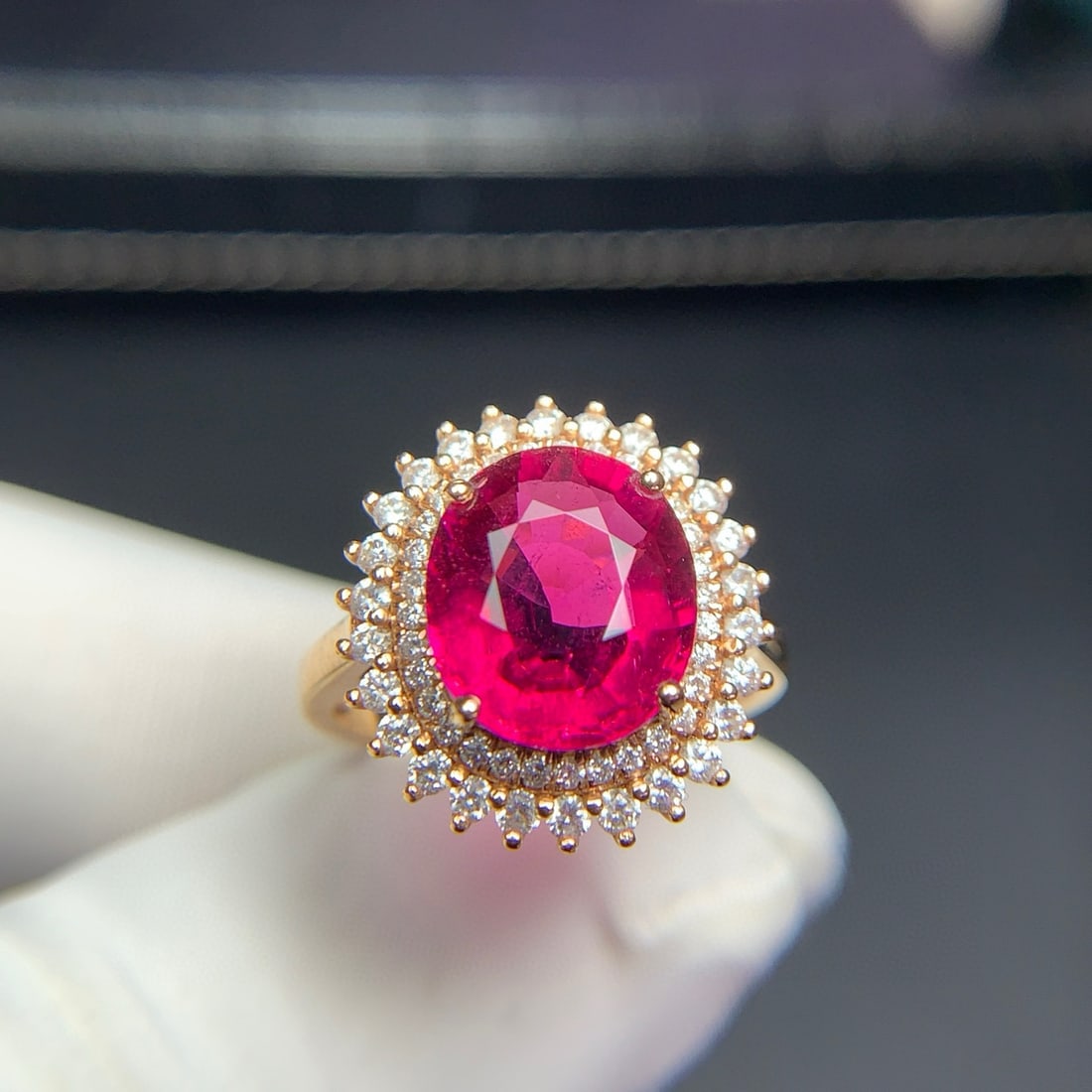 14k Gold 4.4 Ct Natural Tourmaline & Diamond Ring - 6