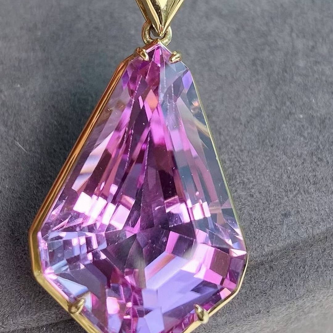 14k Gold 36.71 Ct Natural Kunzite Pendant( Without Chain ) - 5