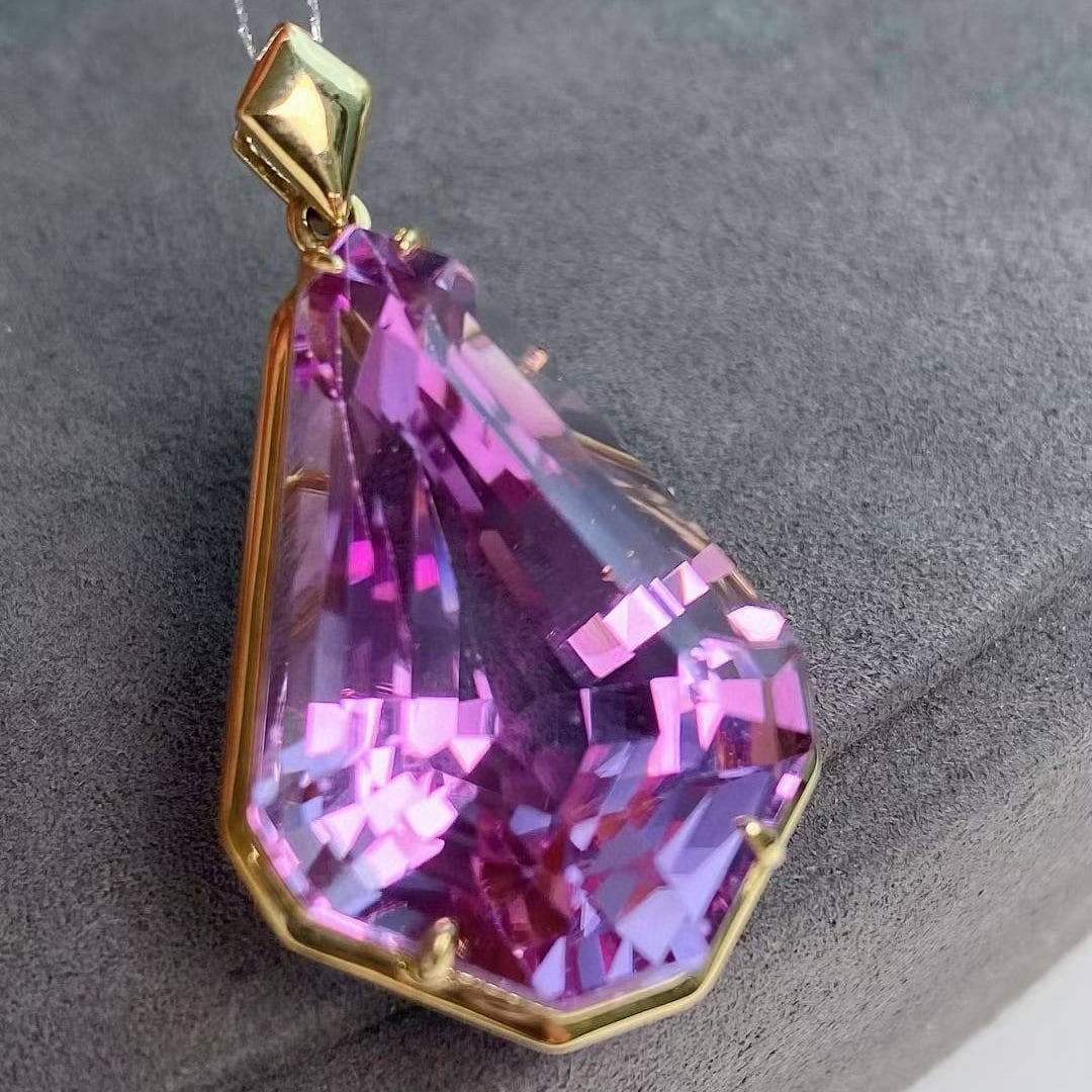 14k Gold 36.71 Ct Natural Kunzite Pendant( Without Chain ) - 6