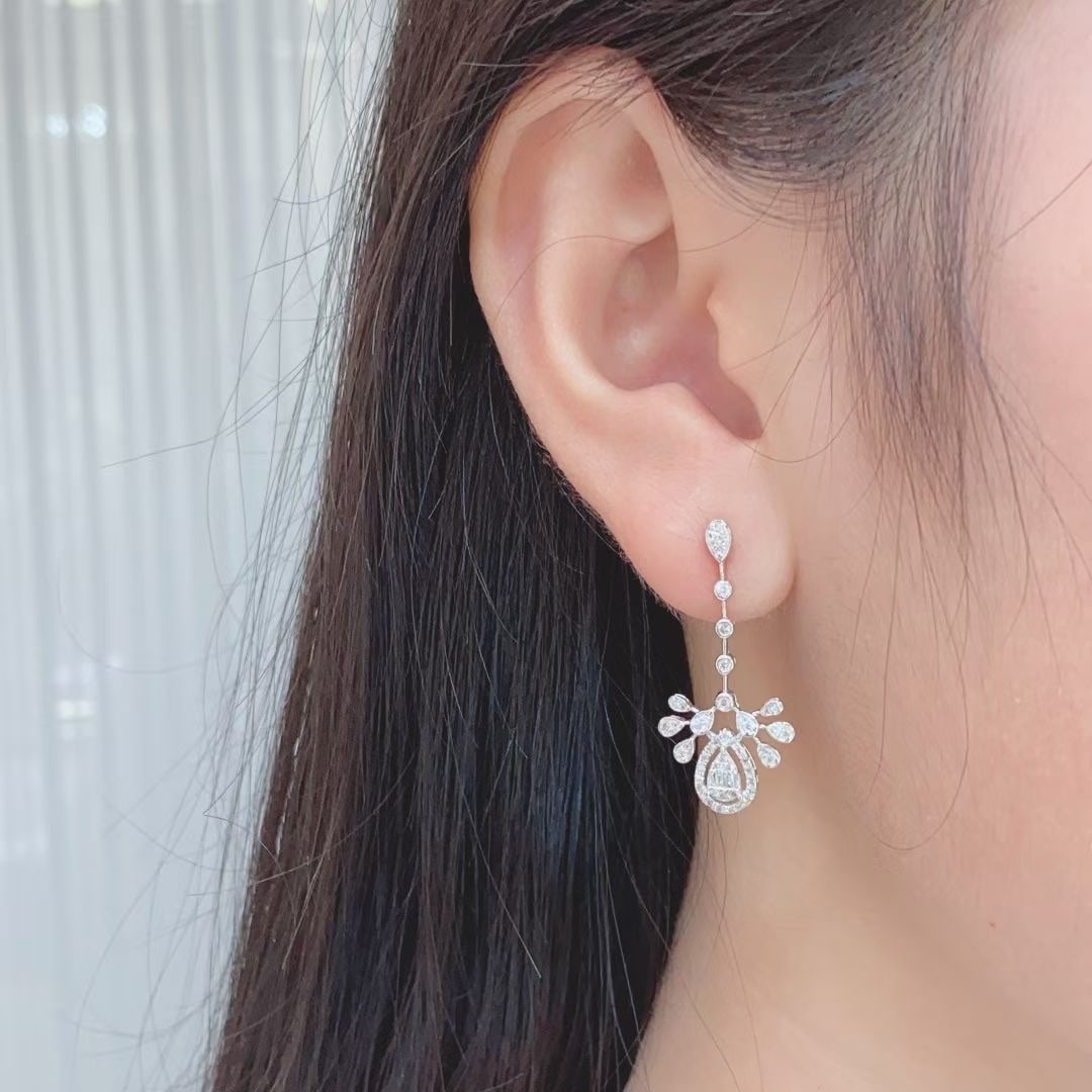 14k Gold 0.6 Ct Natural H Diamond Earrings - 5