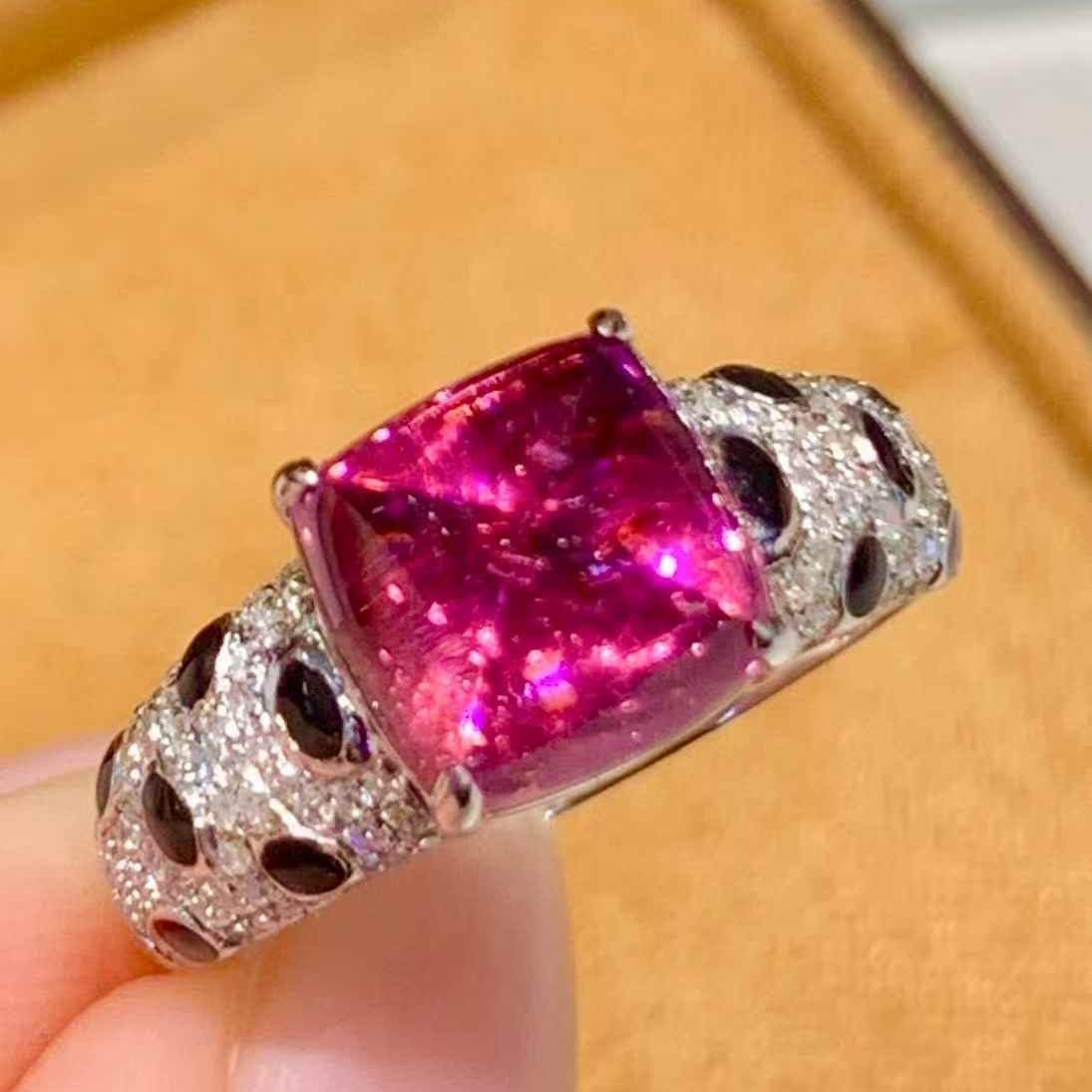 14k Gold 3.15 Ct Natural Tourmaline & Diamond Ring - 2