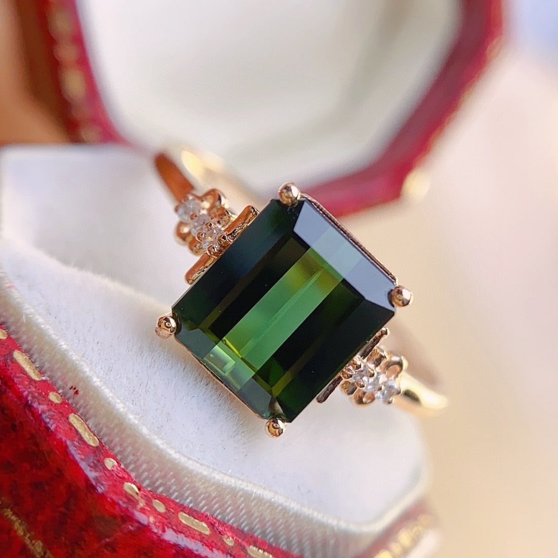 14k Gold 2.00 Ct Natural Tourmaline & Diamond Ring - 3