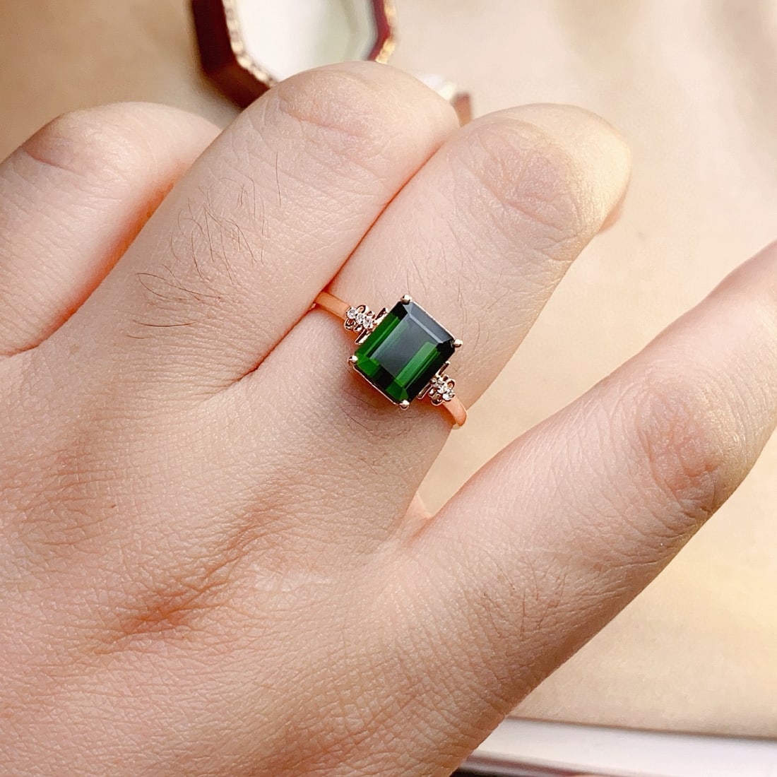 14k Gold 2.00 Ct Natural Tourmaline & Diamond Ring - 5