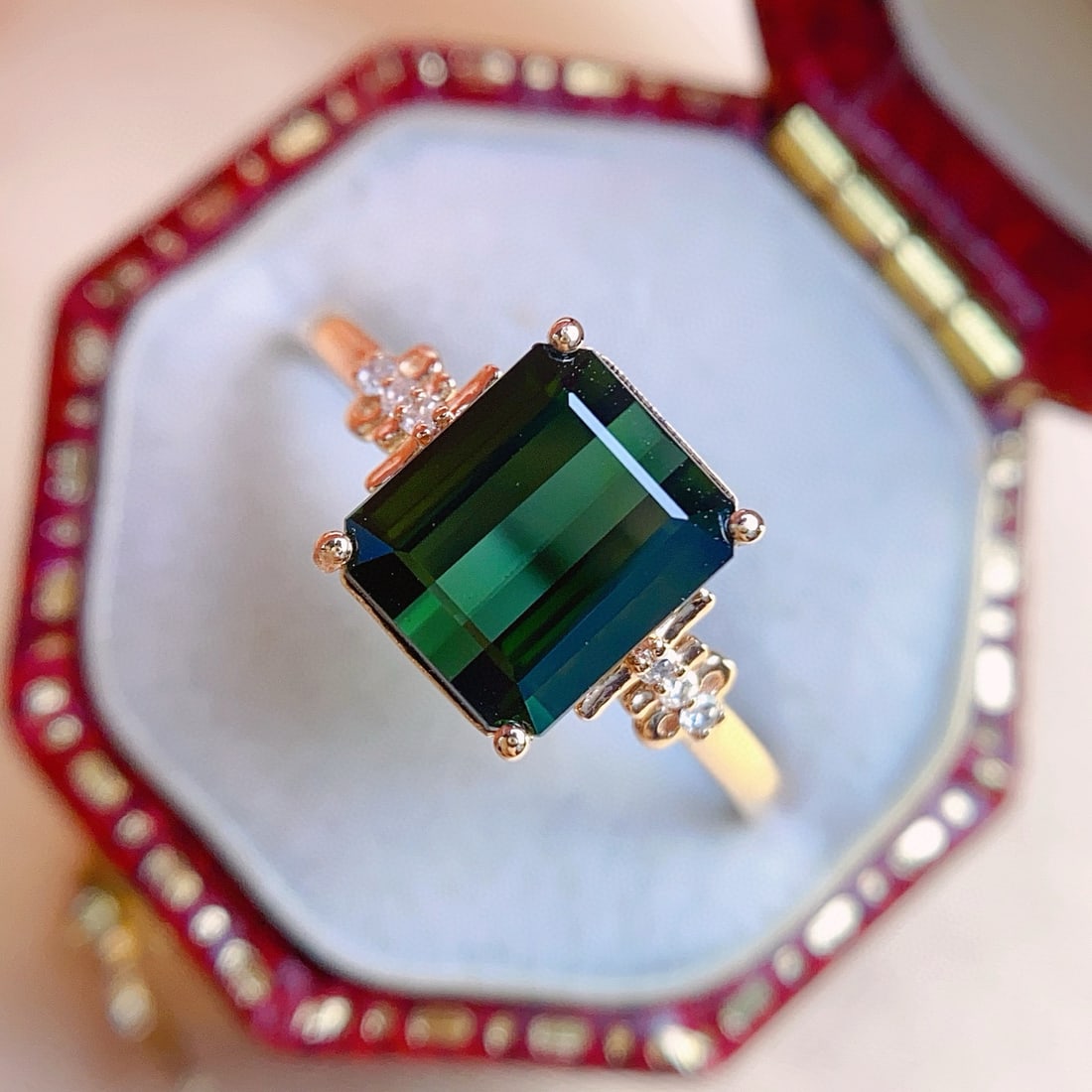 14k Gold 2.00 Ct Natural Tourmaline & Diamond Ring - 6