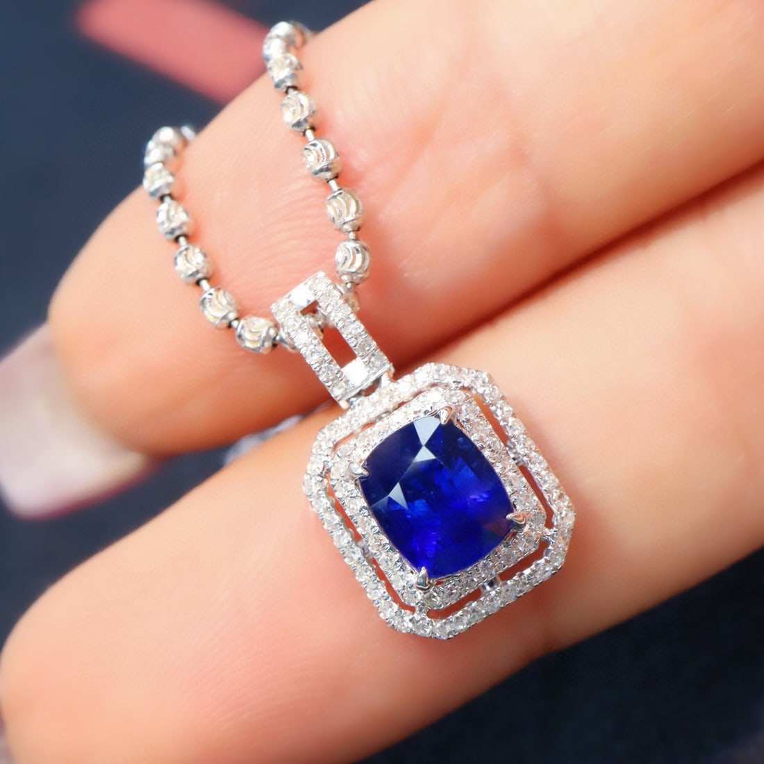 14k Gold 1.36 Ctw Natural Sapphire & Diamond Pendant( Without Chain ) - 3
