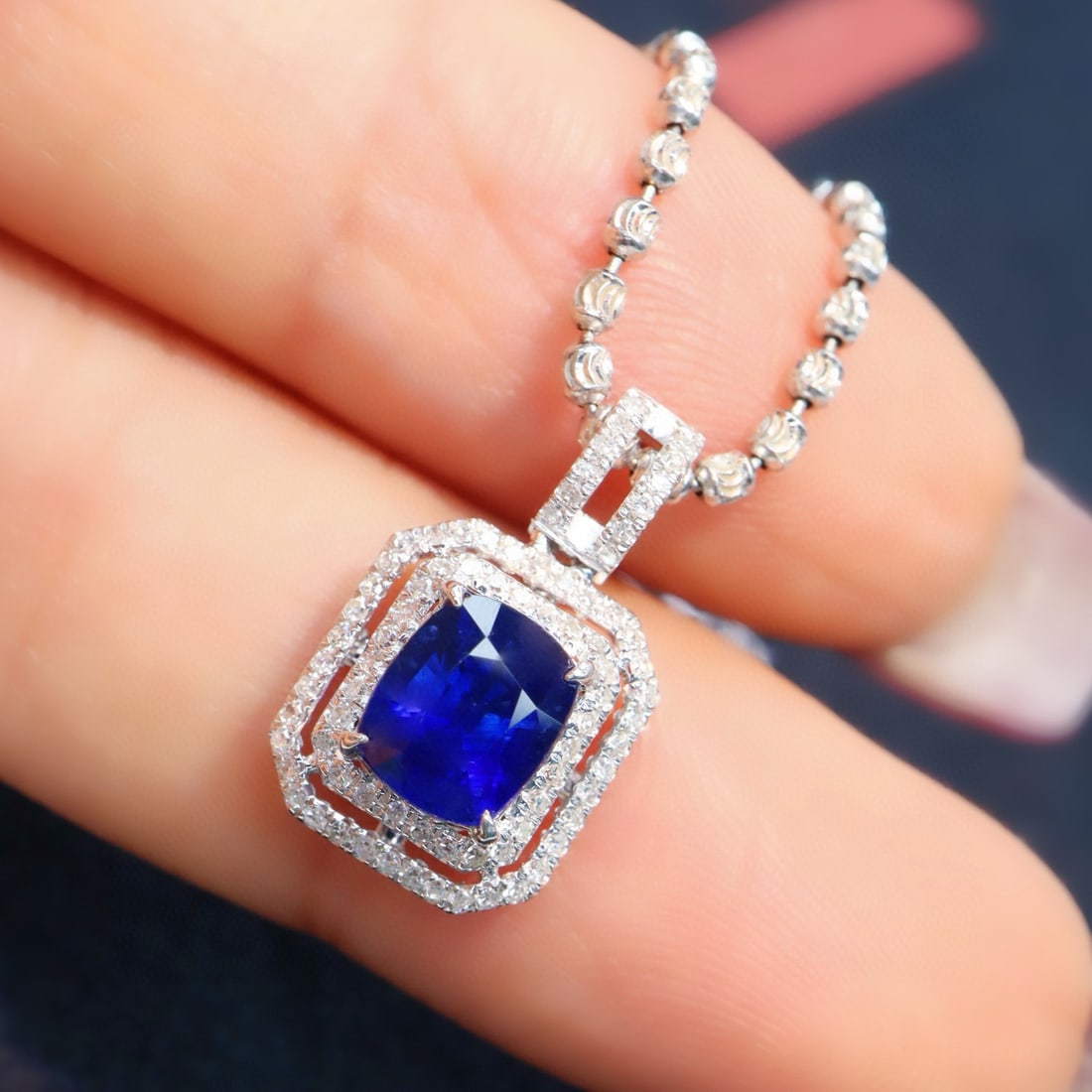14k Gold 1.36 Ctw Natural Sapphire & Diamond Pendant( Without Chain ) - 5