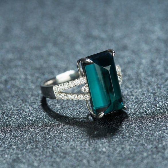 14k Gold 7.38 Ctw Natural Tourmaline & Diamond Ring - 2