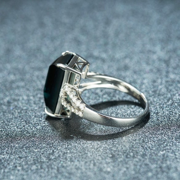 14k Gold 7.38 Ctw Natural Tourmaline & Diamond Ring - 5