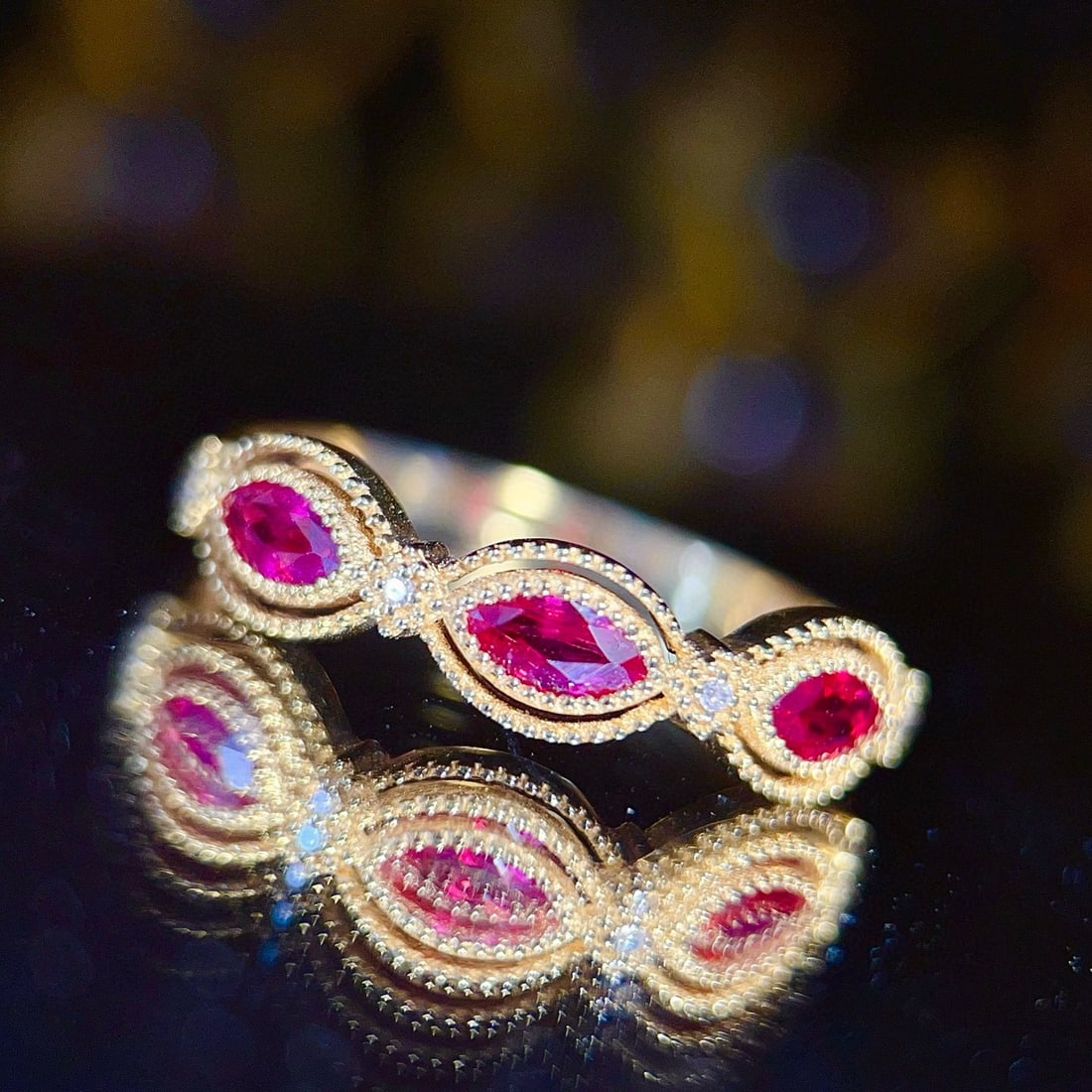 14k Gold 0.55 Ct Natural Ruby & Diamond Ring - 3