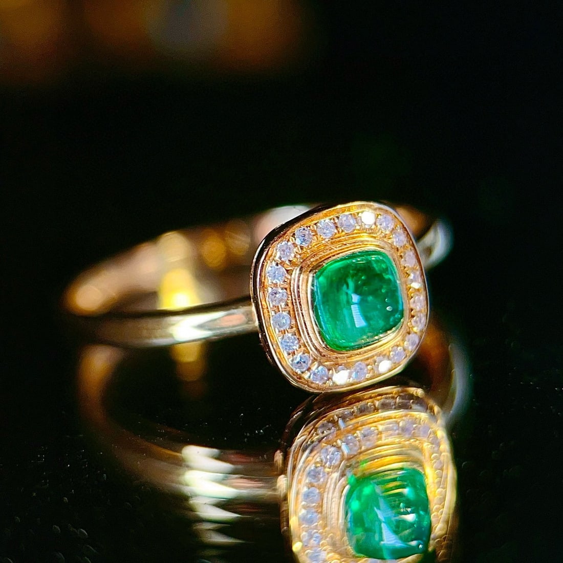 14k Gold 0.5 Ct Natural Emerald & Diamond Ring - 5