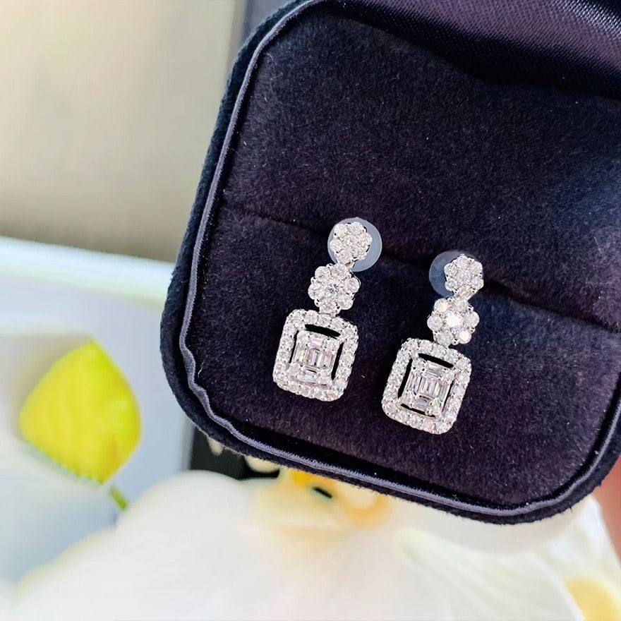 14k Gold 0.9 Ct Natural H Diamond Earrings - 3