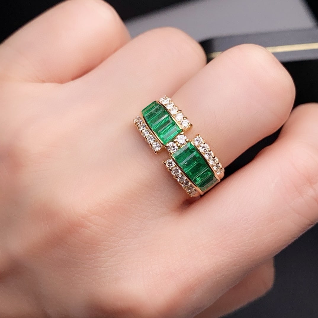 14k Gold 1.99 Ctw Natural Emerald & Diamond Ring - 2