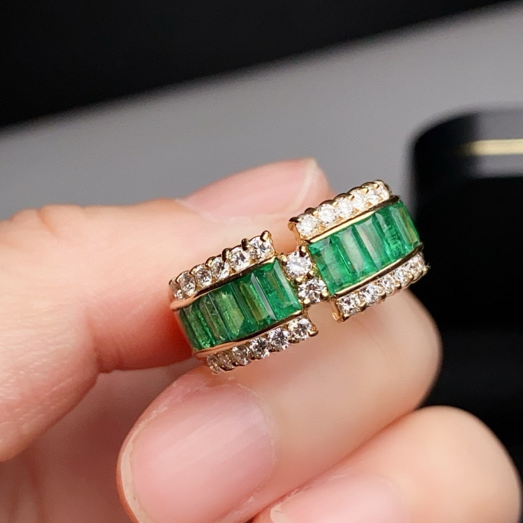 14k Gold 1.99 Ctw Natural Emerald & Diamond Ring - 3