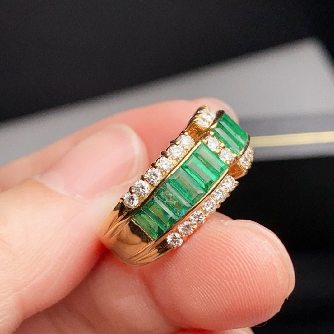 14k Gold 1.99 Ctw Natural Emerald & Diamond Ring - 4