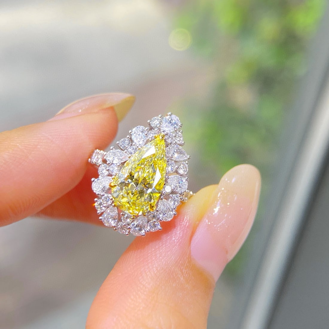 14k Gold 3.28 Ctw Natural Yellow Diamond & Diamond Ring/pendant( Without Chain ) - 2