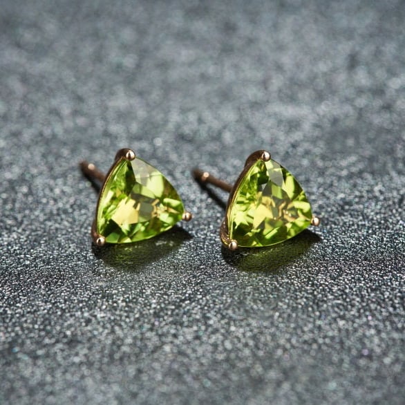 14k Gold 3.11 Ct Natural Peridot Earrings - 2