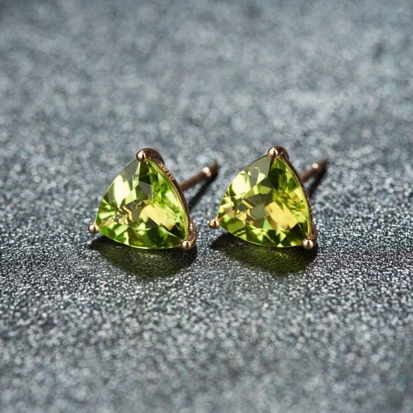14k Gold 3.11 Ct Natural Peridot Earrings - 3