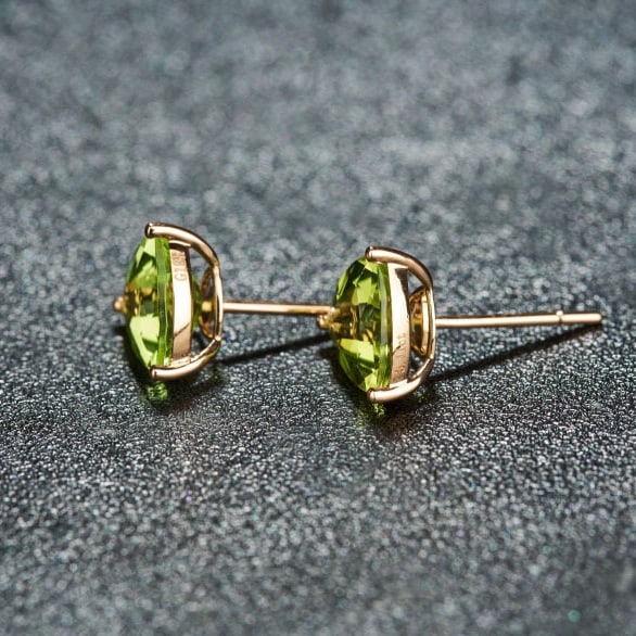 14k Gold 3.11 Ct Natural Peridot Earrings - 4