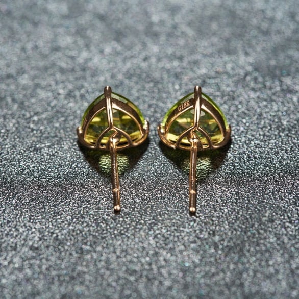 14k Gold 3.11 Ct Natural Peridot Earrings - 5