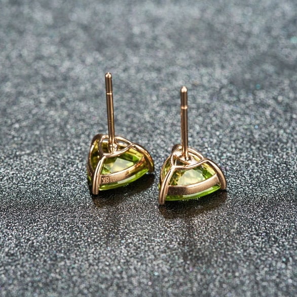14k Gold 3.11 Ct Natural Peridot Earrings - 6