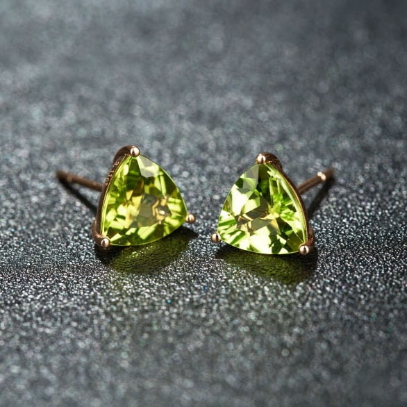 14k Gold 3.11 Ct Natural Peridot Earrings - 7