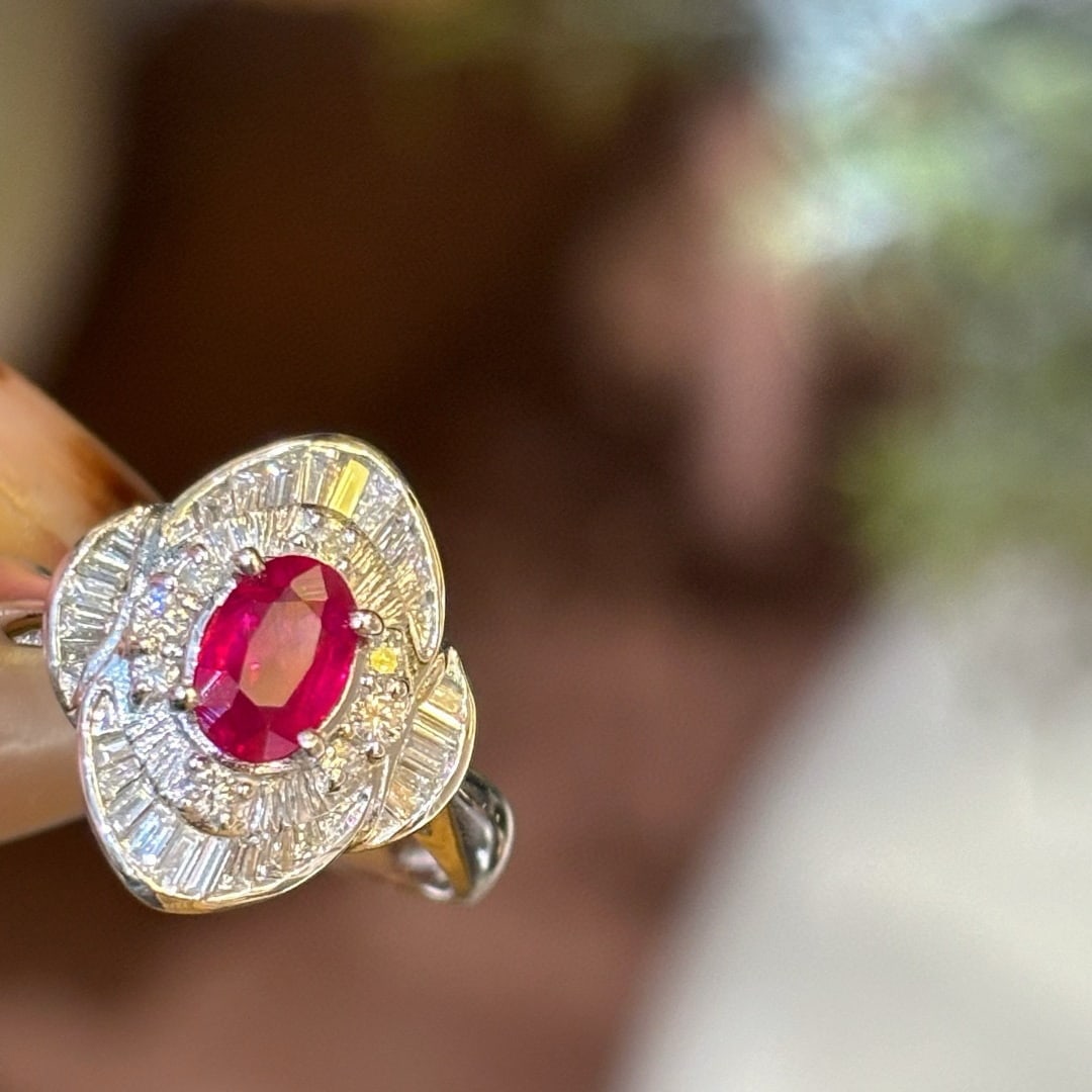 14k Gold 0.95 Ctw Natural Ruby & Diamond Ring - 2