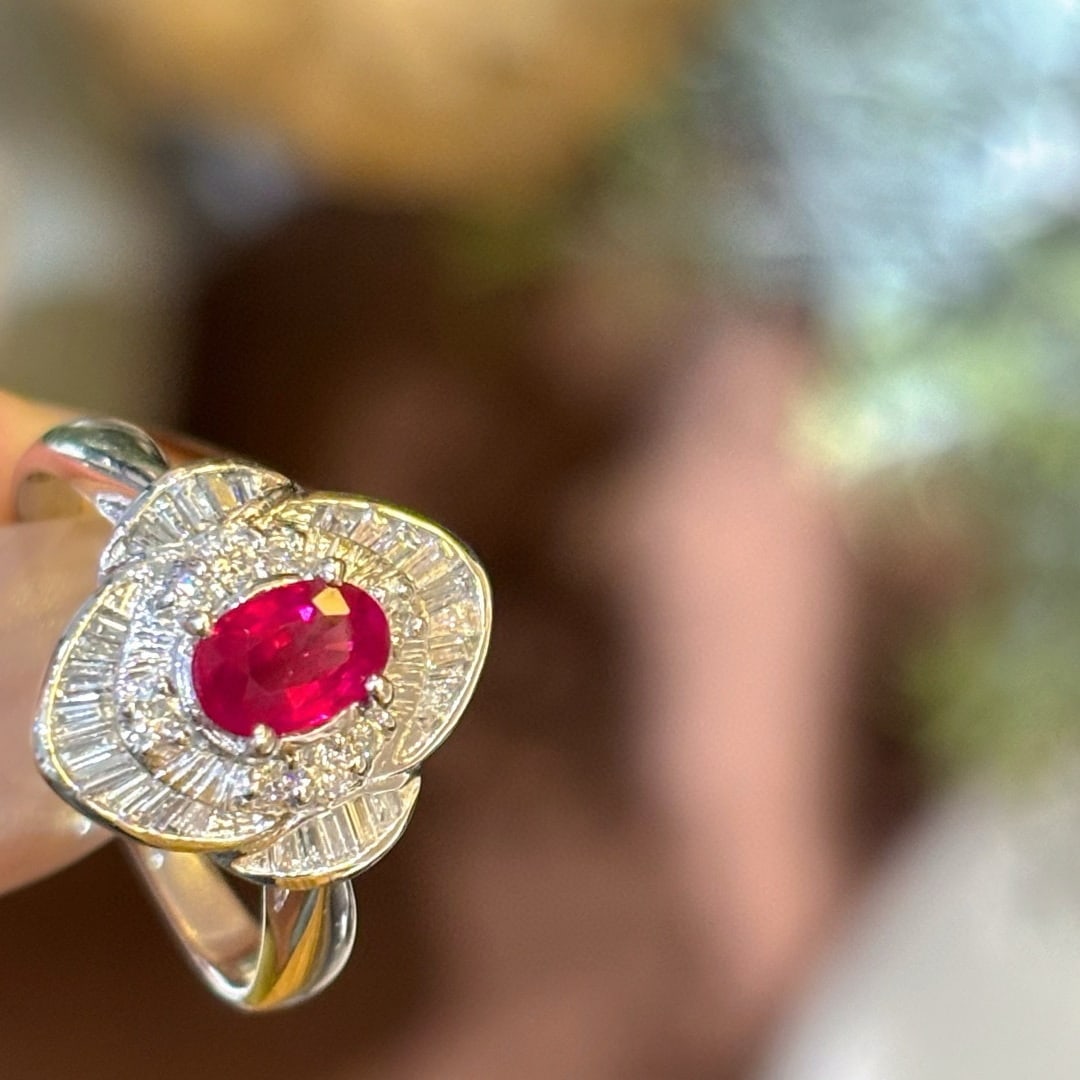 14k Gold 0.95 Ctw Natural Ruby & Diamond Ring - 4