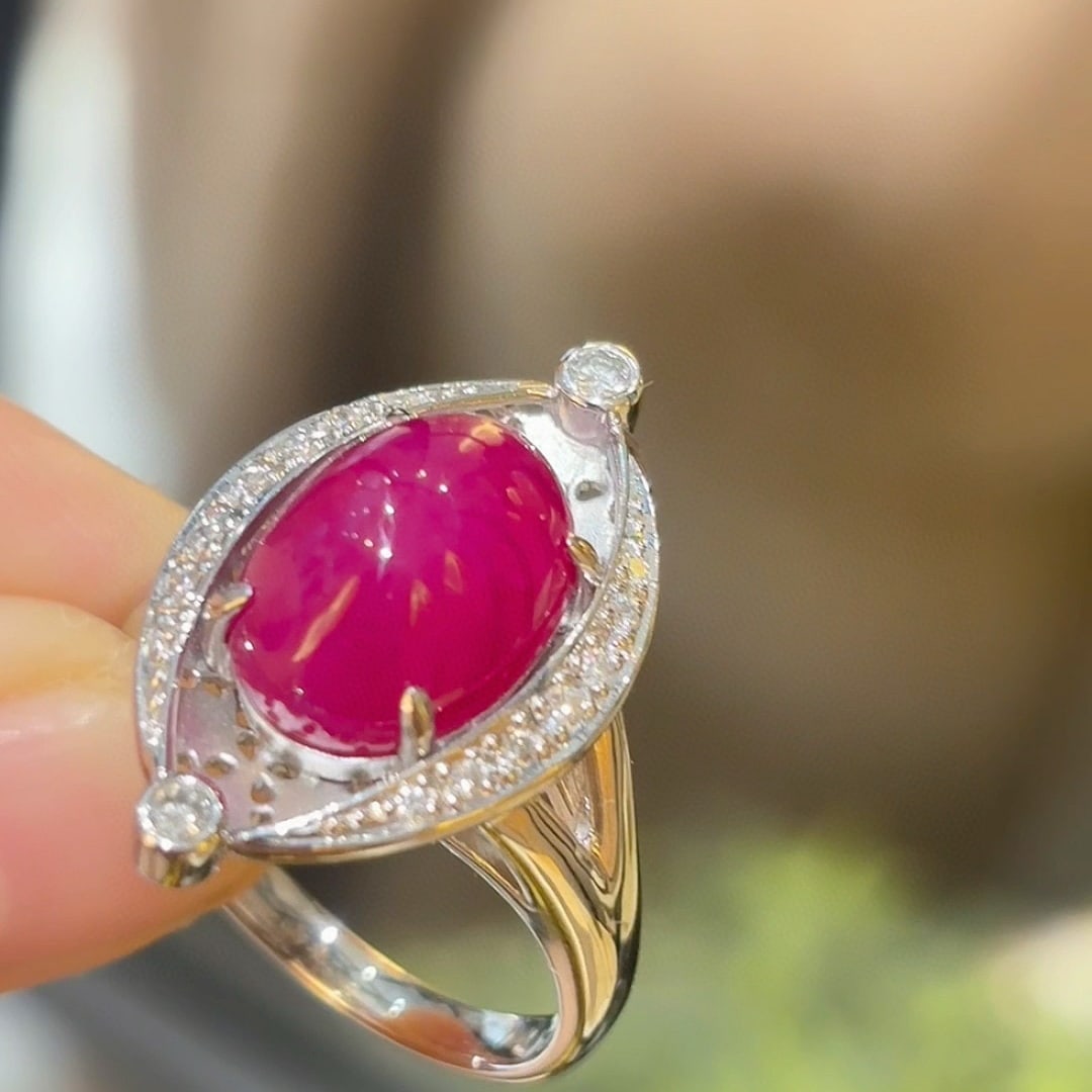 14k Gold 8.23 Ct Natural Ruby & Diamond Ring (1 of 4)